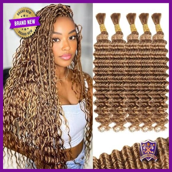 20 Inch Human Hair Extensions 5 Bundles Deep Wave Boho Braiding Hair main image 6